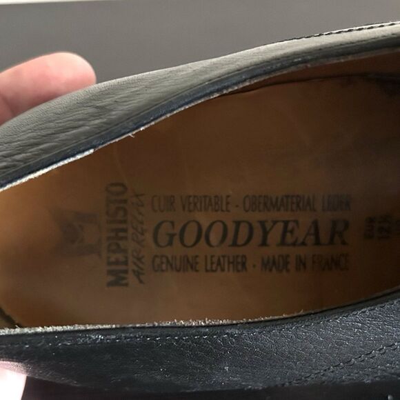 Mephisto Cap Toe Oxfords Mens 13 Black Leather Lace Up Dress Shoes France - Picture 3 of 9